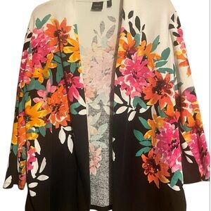 Rafaella Floral Print Long Sleeve Cotton Cardigan Top SZ XL